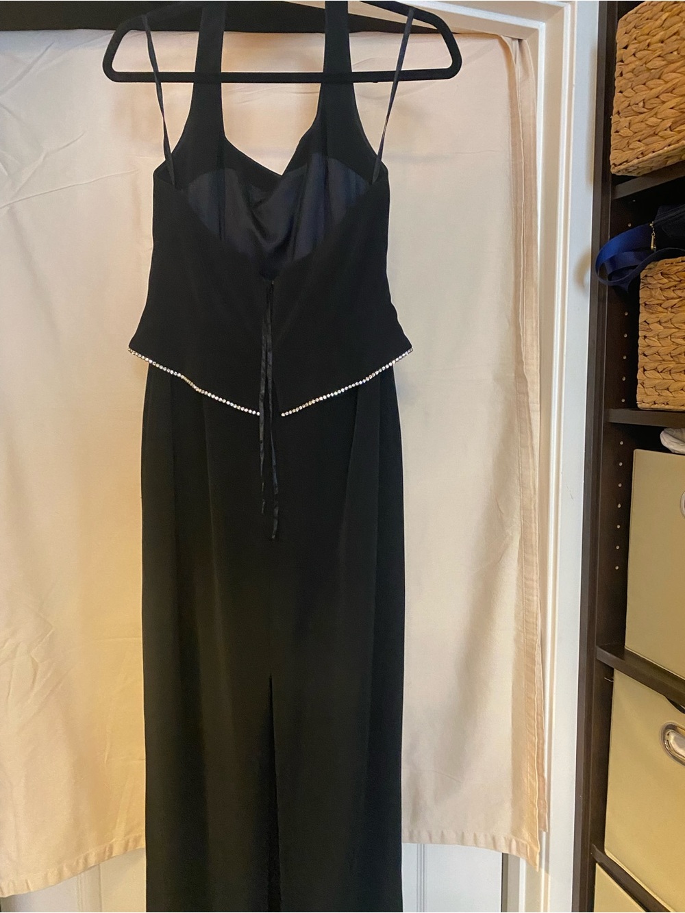 Jones of New York Black Halter Evening Dress with Rhinestone Trim - Picture 5 of 5